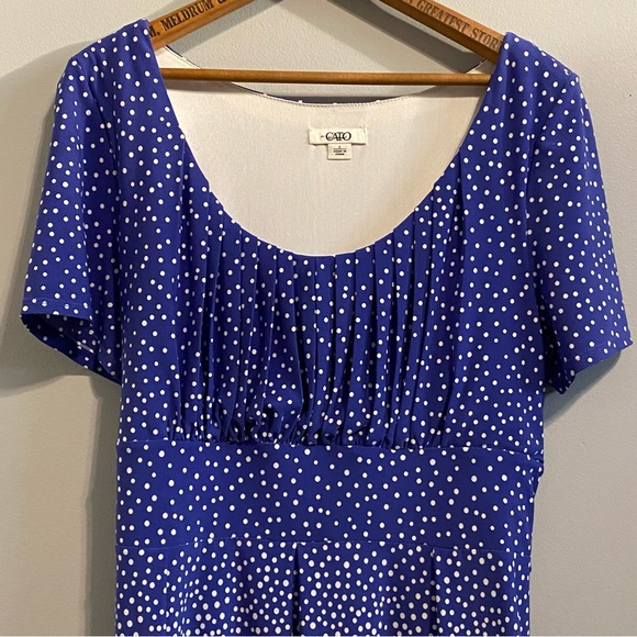 Cato Womens Purple White Poka Dot Dress Size Large Short Sleeve - Picture 3 of 10